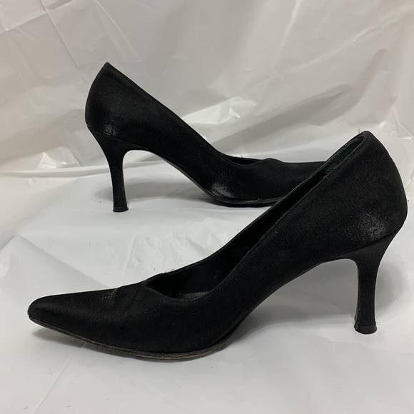 VERSANI Black Italian Made Fabric Heels with Leather Sole Size 7B - Picture 7 of 12